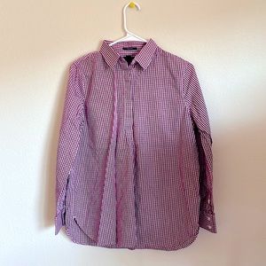Land’s End shirt/ tunic in white/ maroon check print